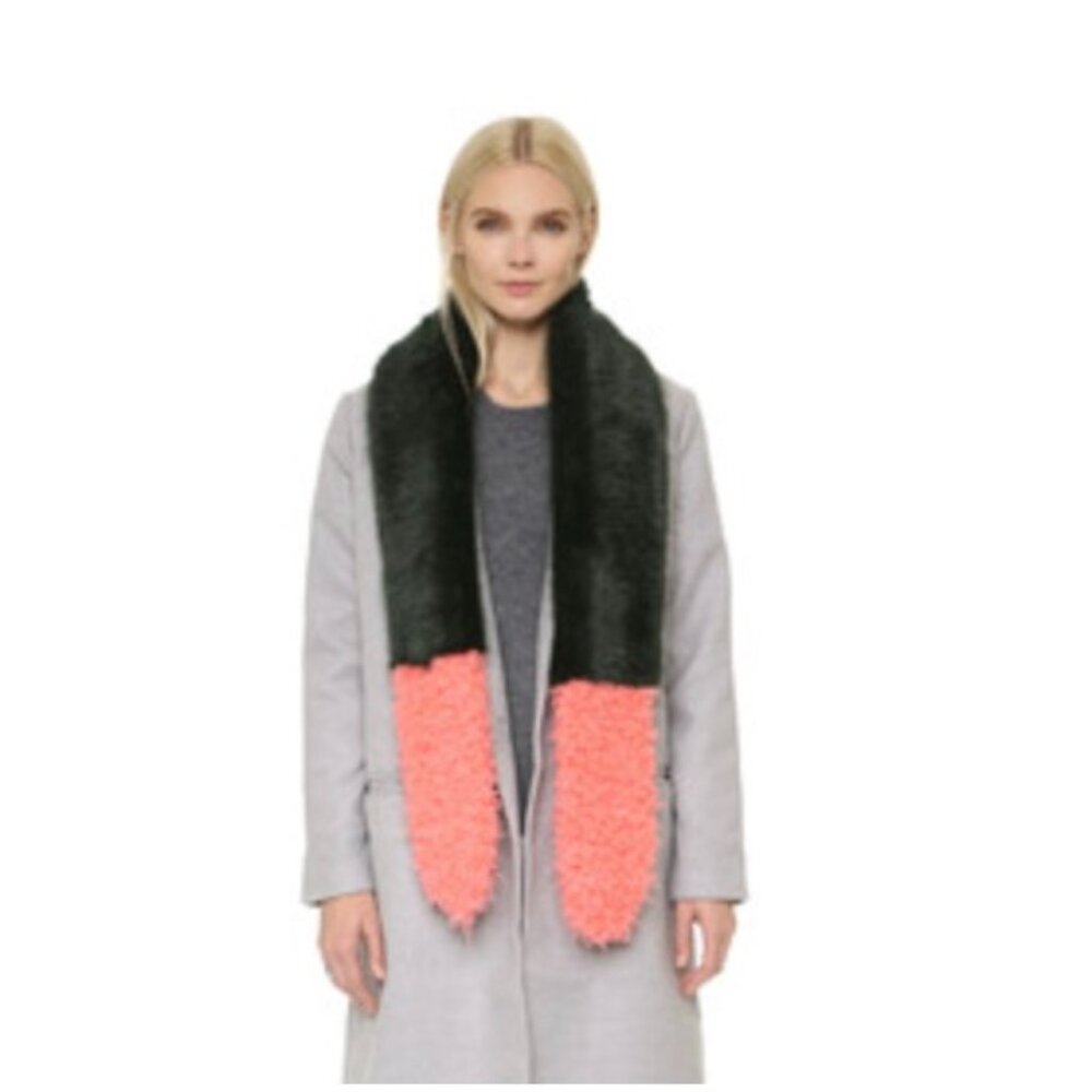 Shrimps Martha Faux Fur Dark Green Scarf
